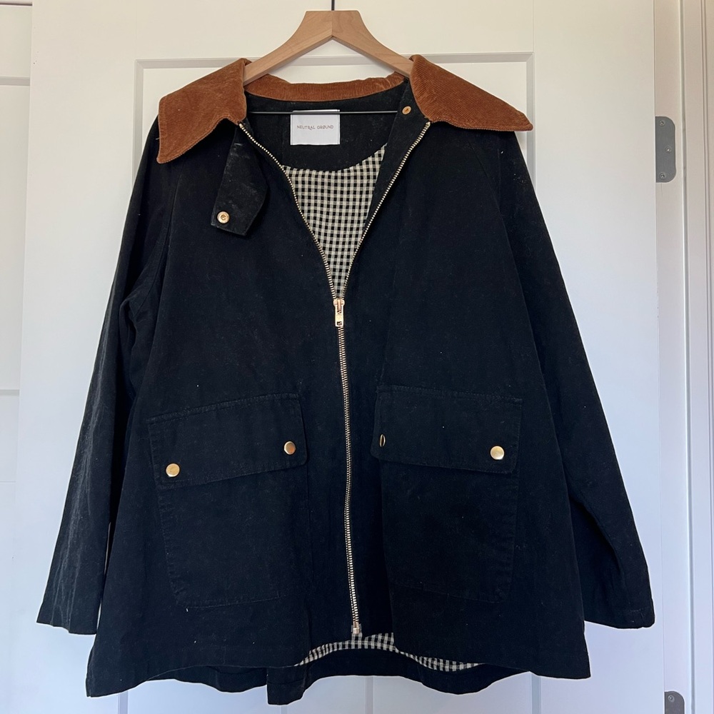 Black Jacket with Brown Collar